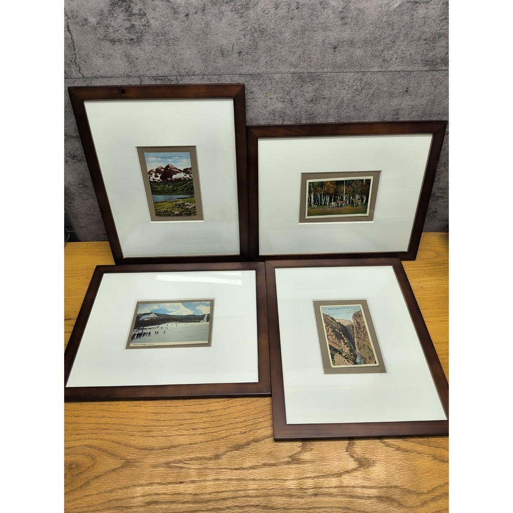 VTG Mixed Lot of 4 Framed Postcards‎ Of Different Places In Colorado